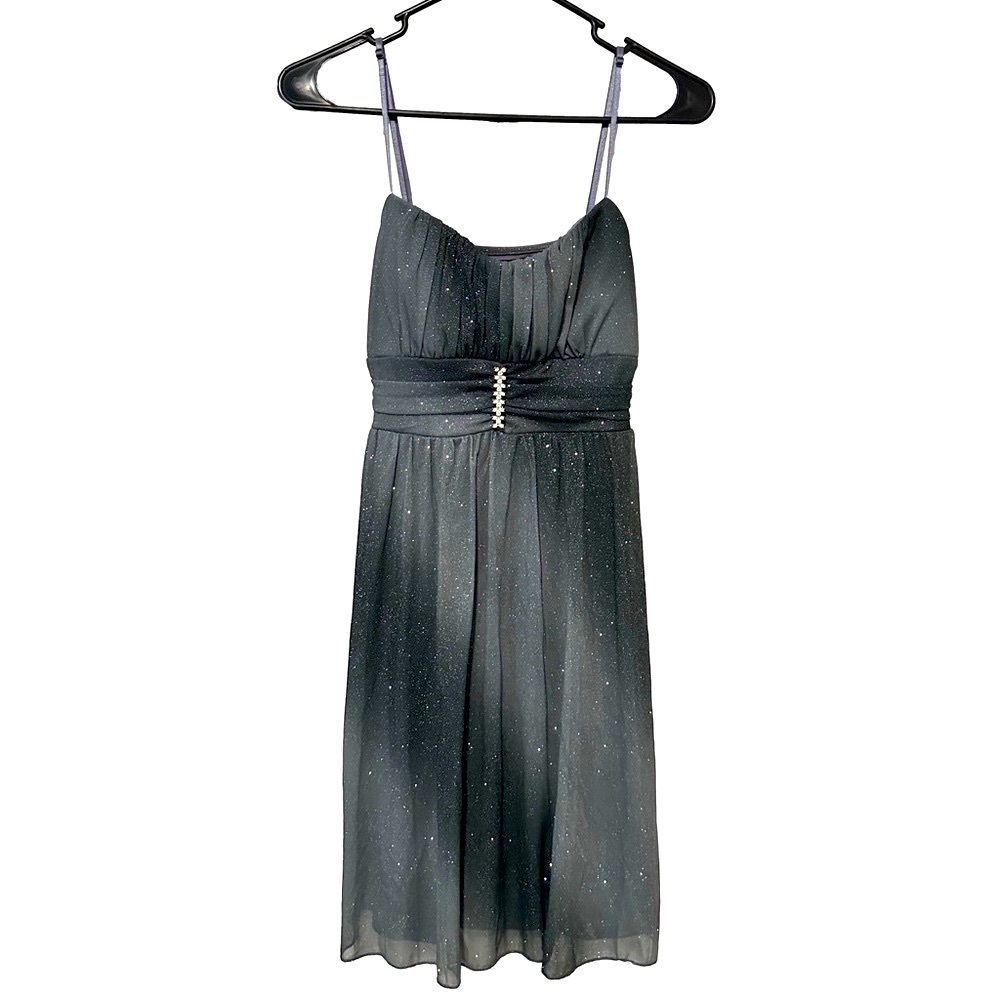 RUBY ROX Light and Dark Gray Sparkly Dress with Adjustable Straps